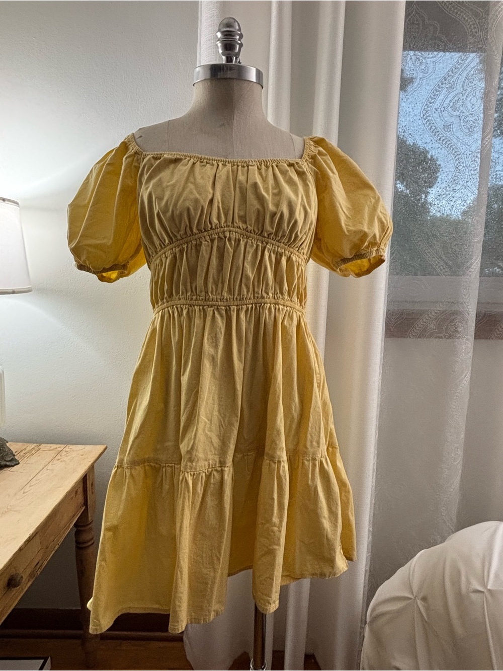 Louna Yellow Cinched Dress, Large - Picture 4 of 8